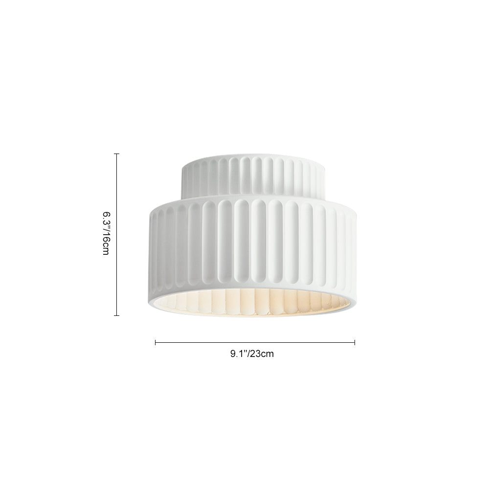 Nordic Cream Style 2-Layer Flush Mount Ceramic Ceiling Light