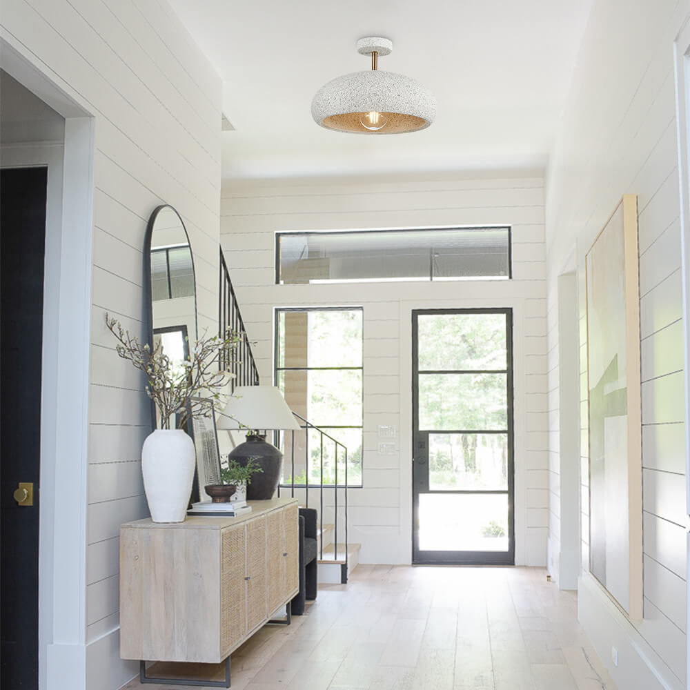 Nordic Stone Style Speckled Semi Flush Mount