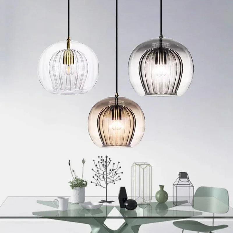 modern pendant lights elegant dining table setup illuminated by led hanging lamp