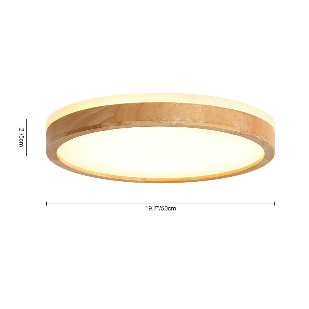 Scandinavian Dimmable Wood LED Flush Mount Light