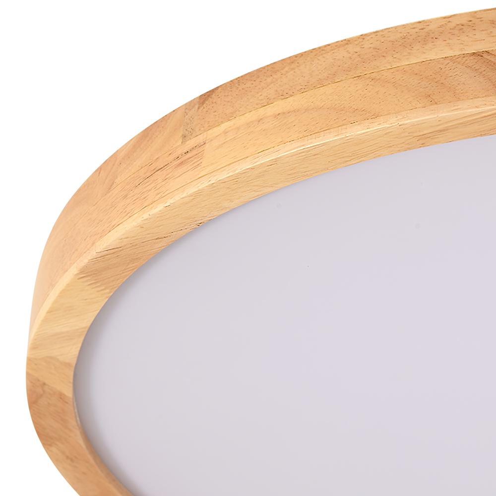 Scandinavian Dimmable Wood LED Flush Mount Light