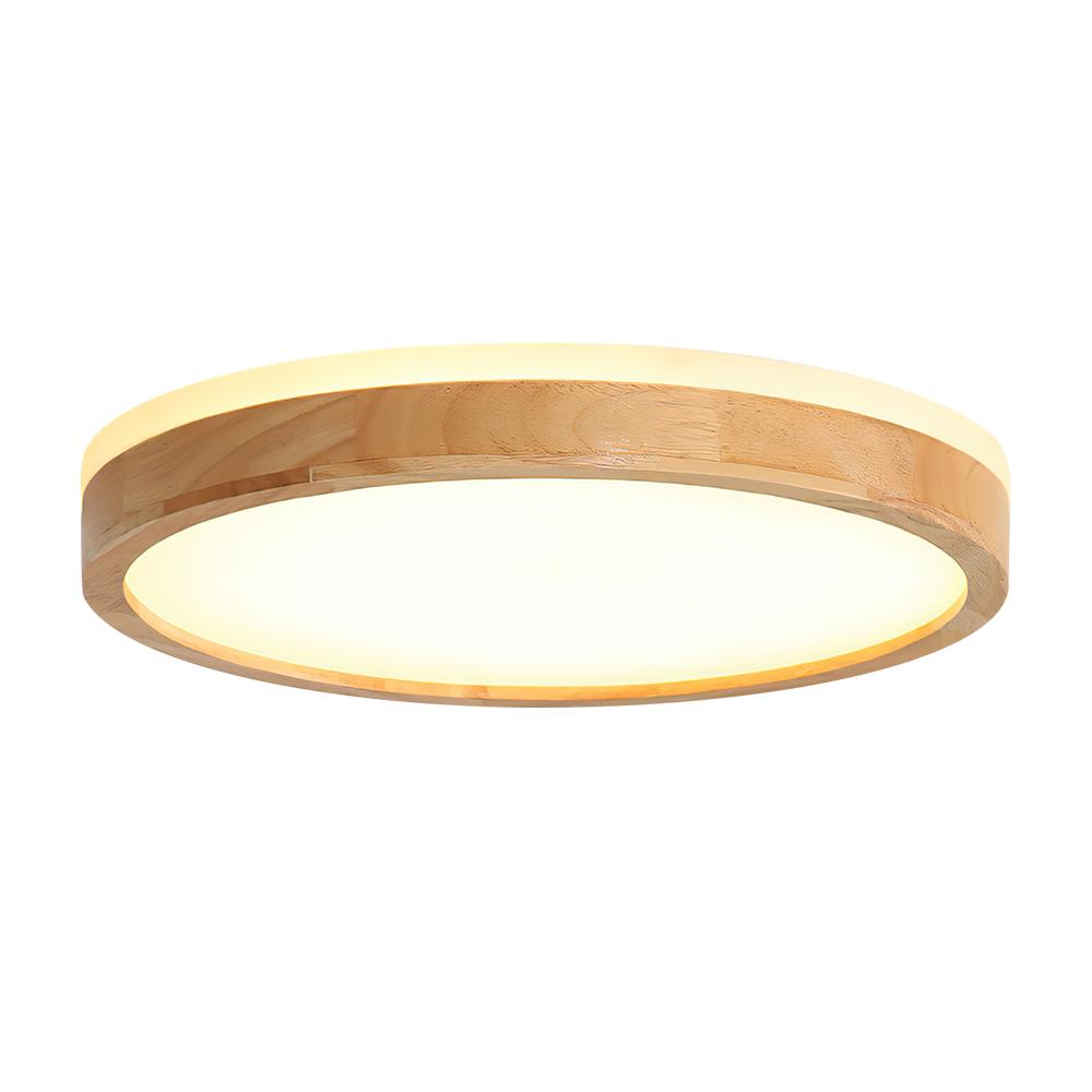 Scandinavian Dimmable Wood LED Flush Mount Light