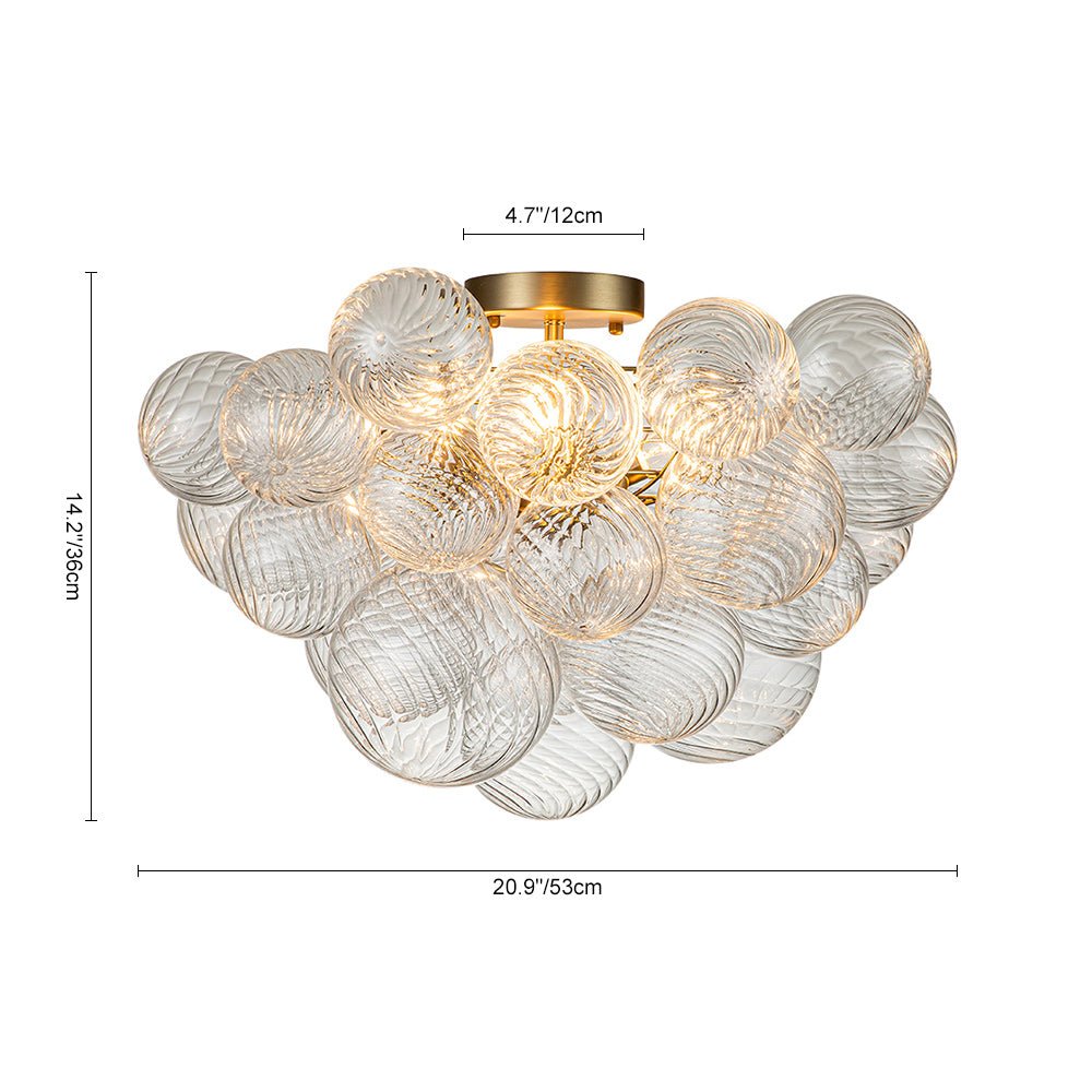 Cluster Glass Bubble Semi Flush Chandelier Light Fitting
