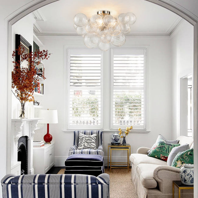 Cluster Glass Bubble Semi Flush Chandelier Light Fitting Main Image