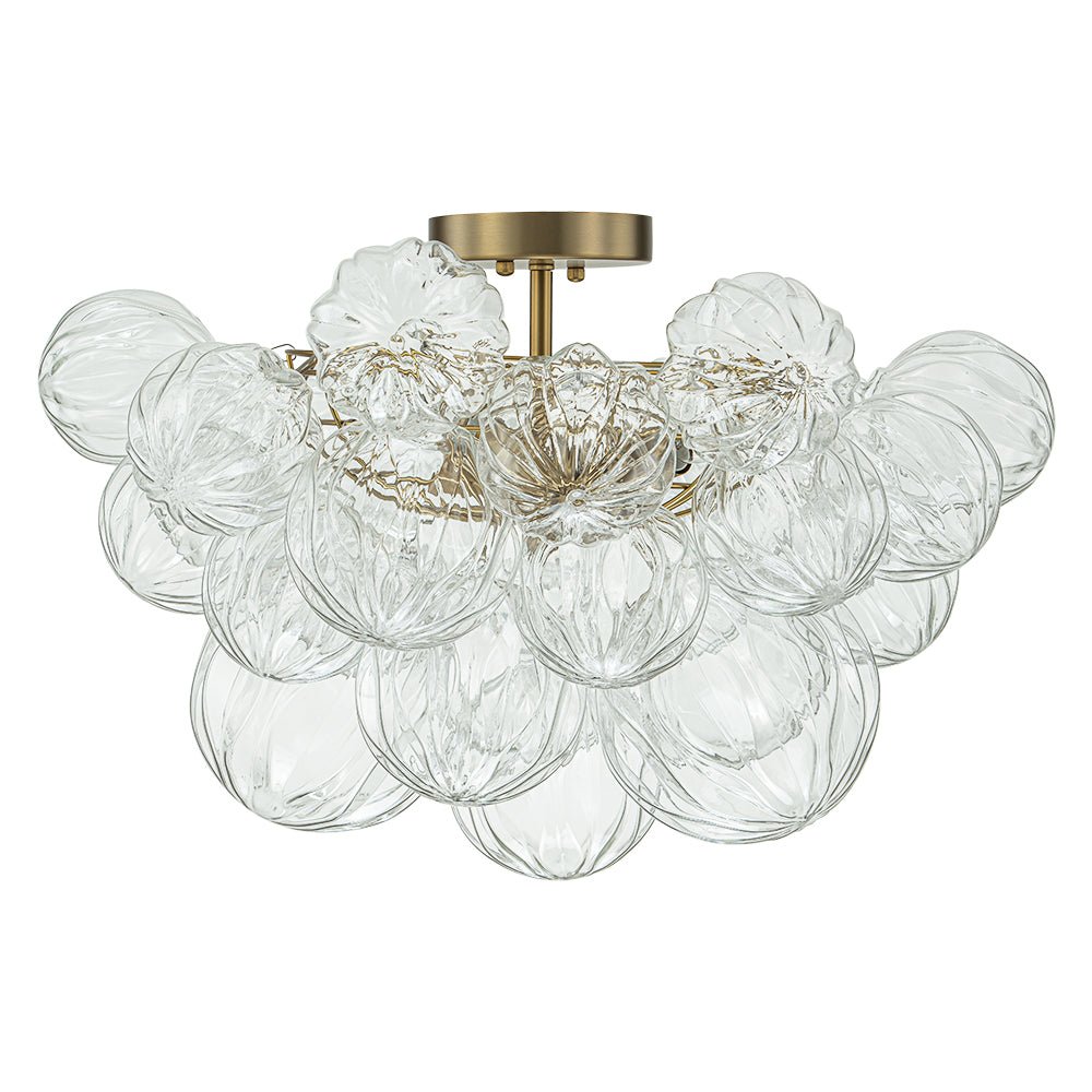 Cluster Petal Glass Bubble Semi Flush Chandelier