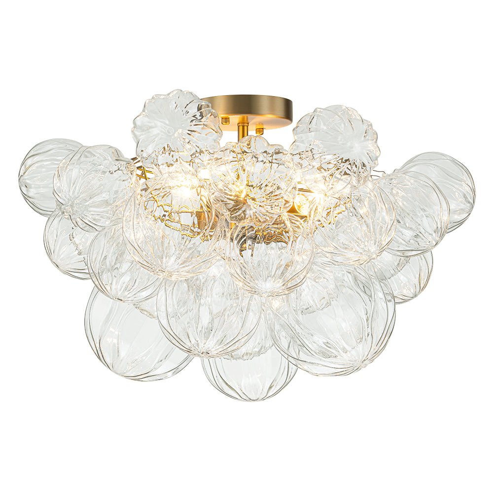 Cluster Petal Glass Bubble Semi Flush Chandelier
