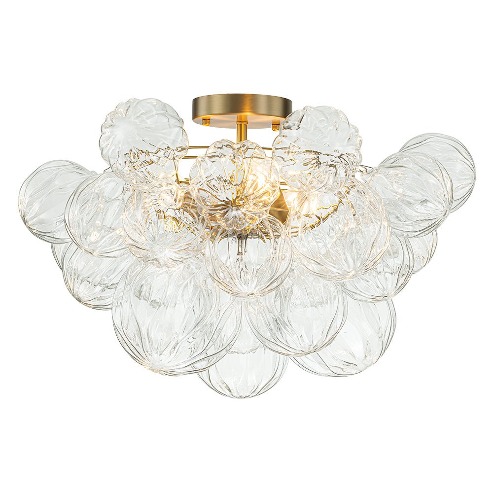 Cluster Petal Glass Bubble Semi Flush Chandelier