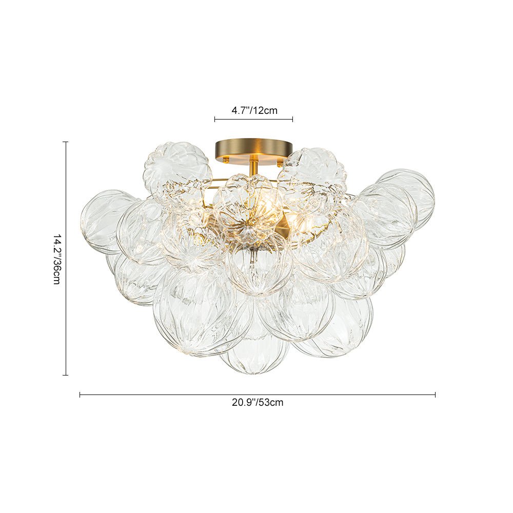 Cluster Petal Glass Bubble Semi Flush Chandelier