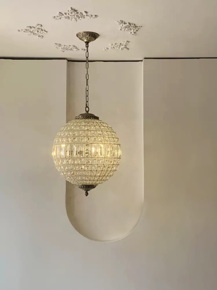 French Modern Crystal Orb Chandelier