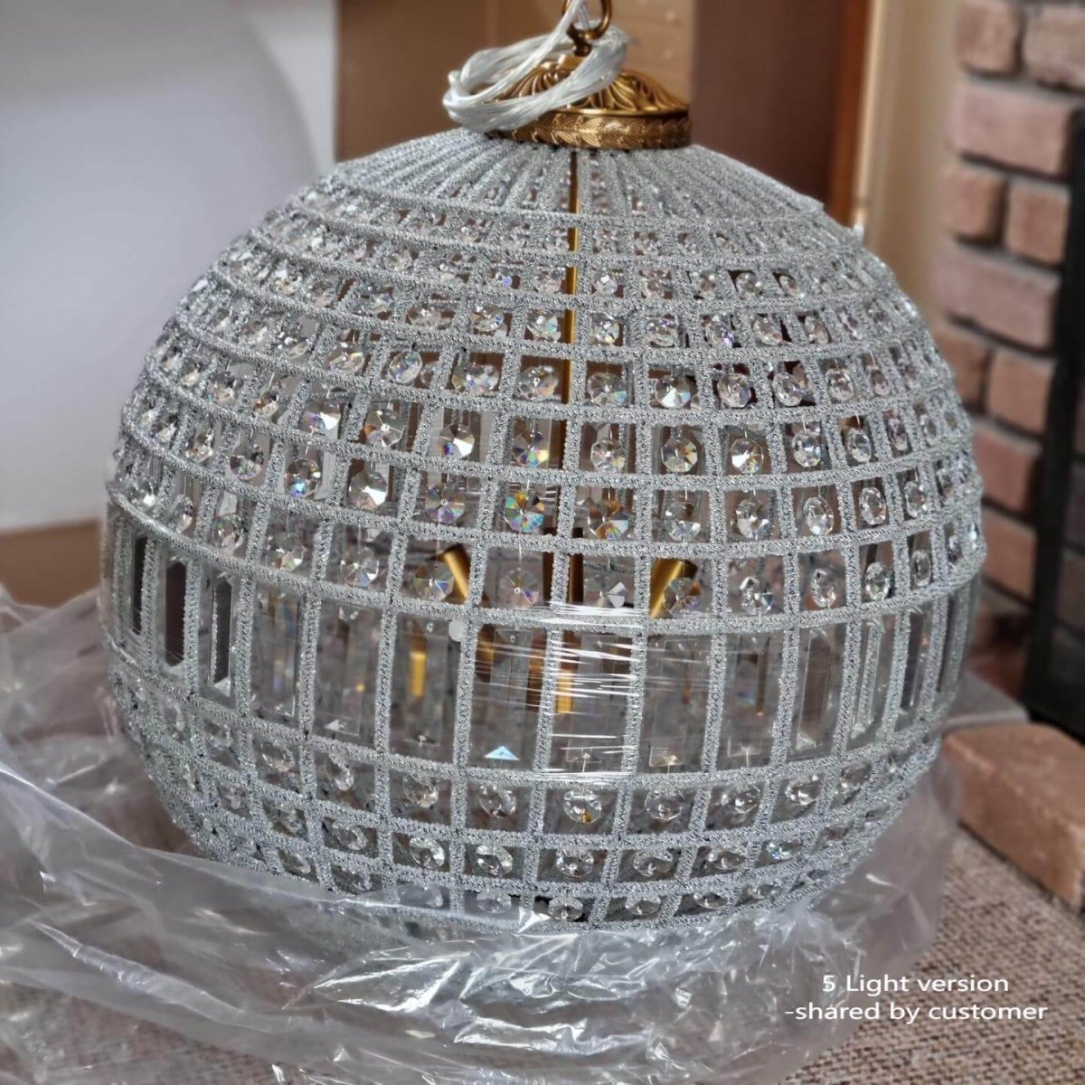 French Modern Crystal Orb Chandelier
