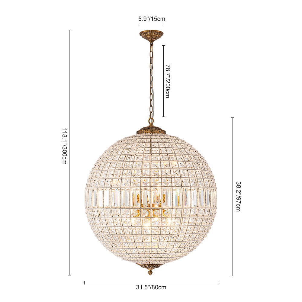French Modern Crystal Orb Chandelier
