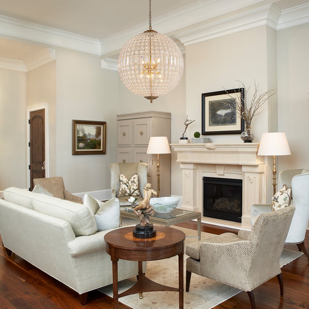 French Modern Crystal Orb Chandelier