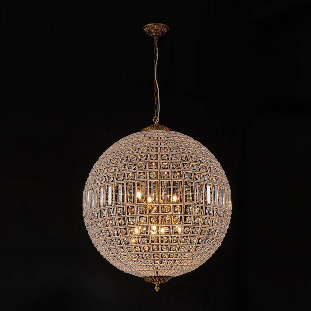 French Modern Crystal Orb Chandelier