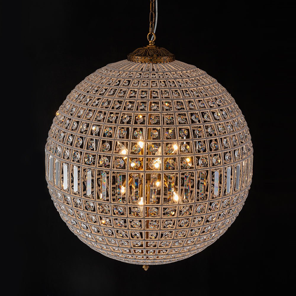 French Modern Crystal Orb Chandelier