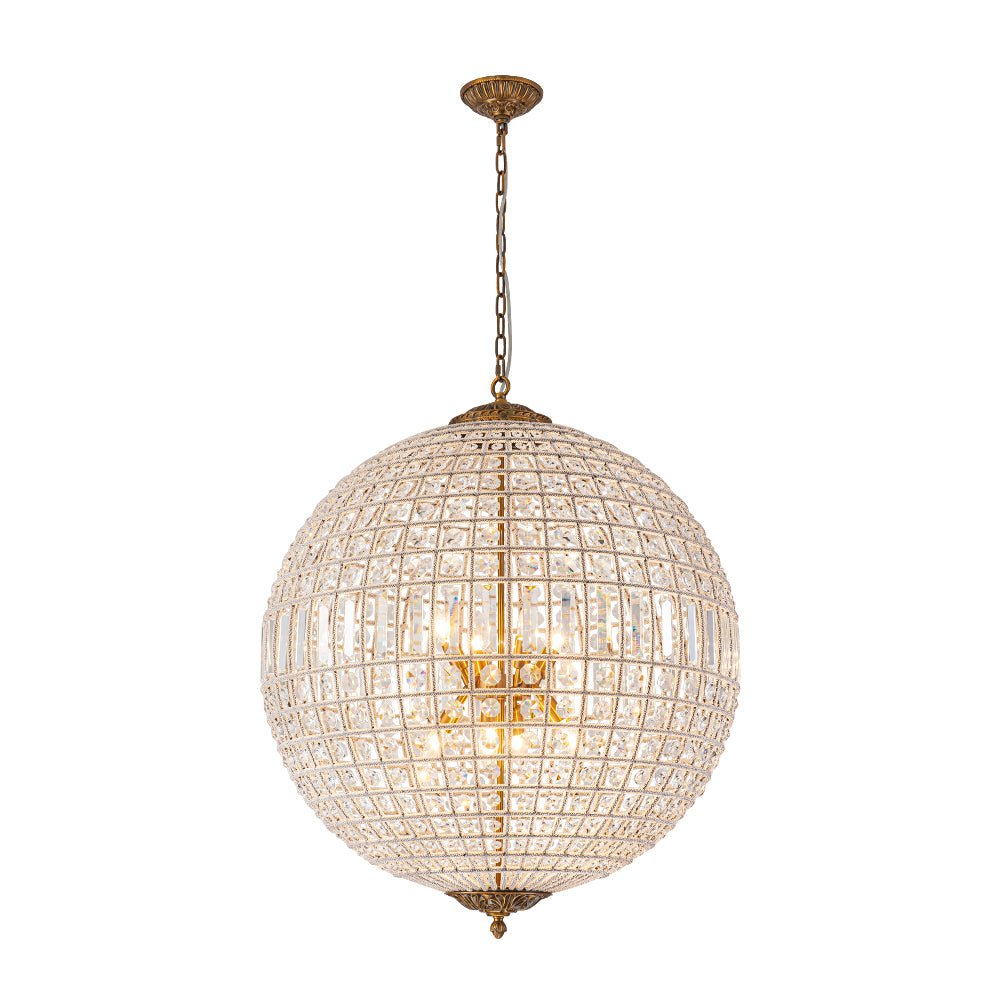 French Modern Crystal Orb Chandelier