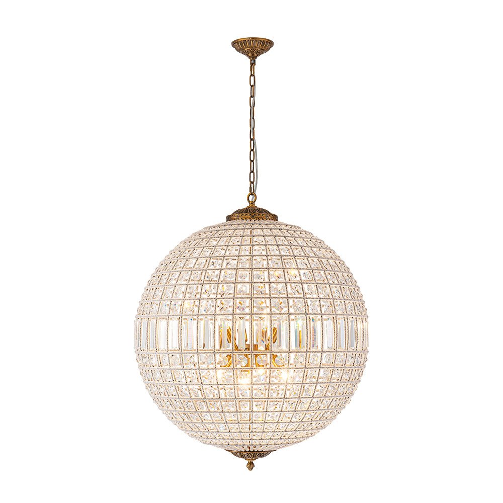 French Modern Crystal Orb Chandelier