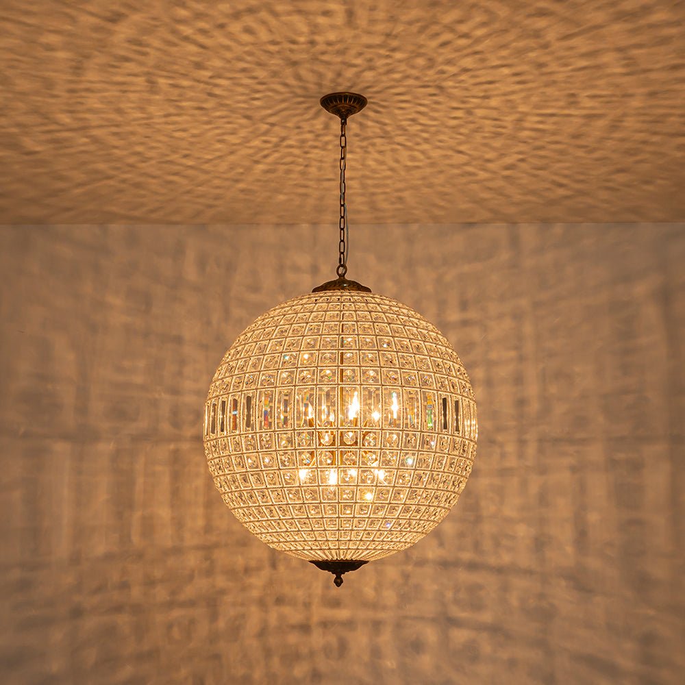 French Modern Crystal Orb Chandelier