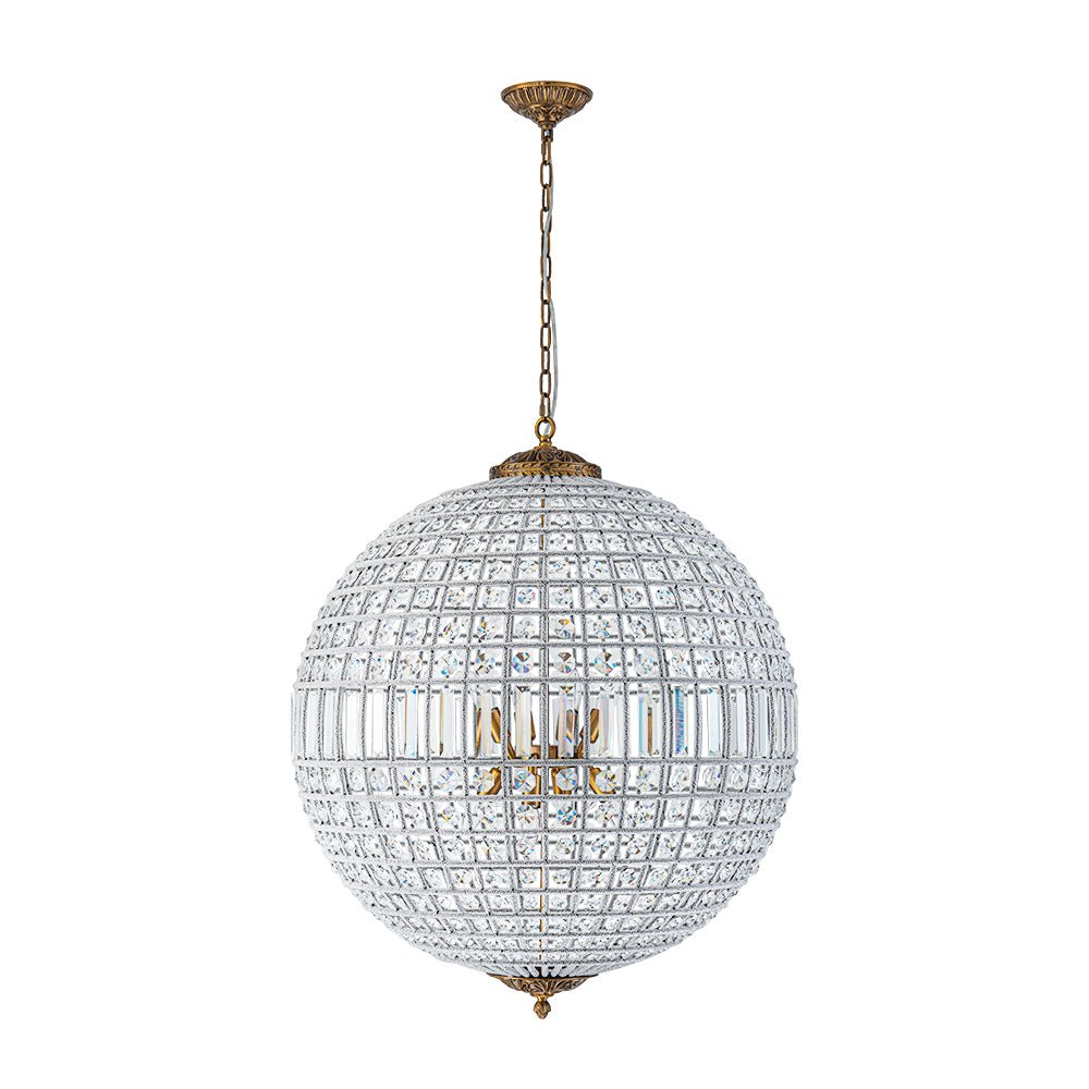 French Modern Crystal Orb Chandelier