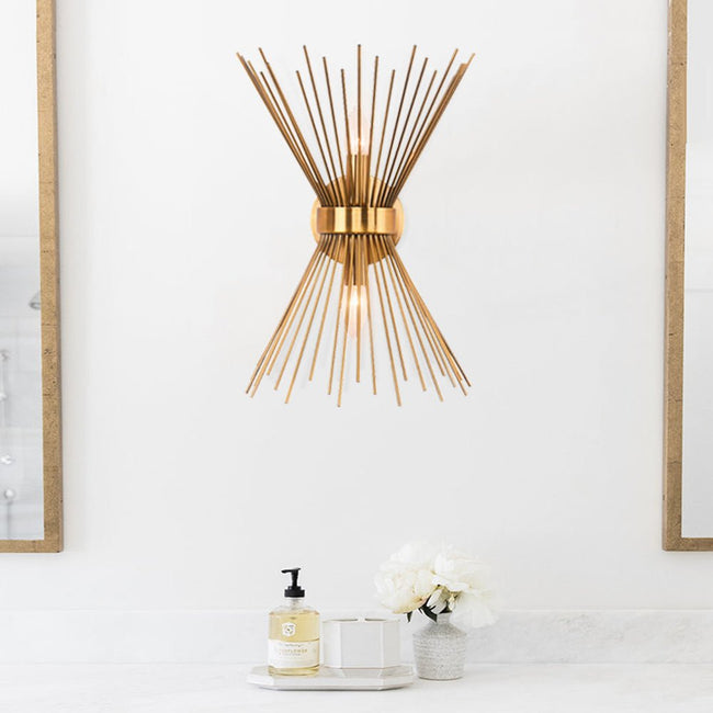 Mid-Century Modern Brass Starburst Wall Sconce Light Hover Image