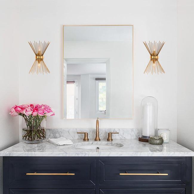 Mid-Century Modern Brass Starburst Wall Sconce Light Main Image