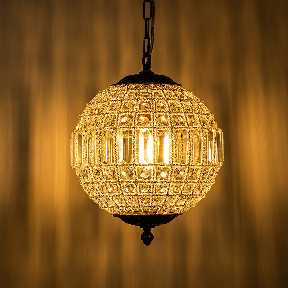 French Modern Crystal Orb Chandelier