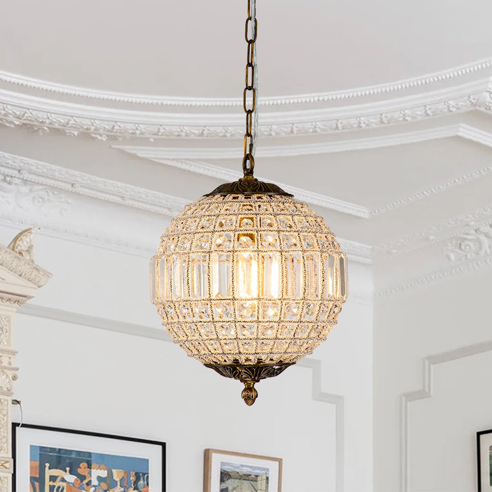 French Modern Crystal Orb Chandelier