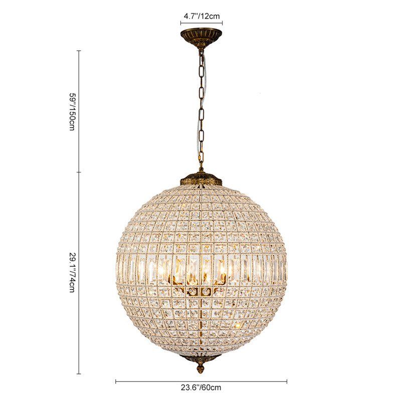 French Modern Crystal Orb Chandelier