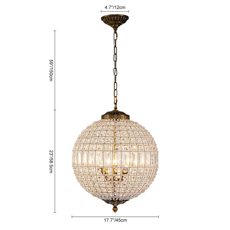 French Modern Crystal Orb Chandelier