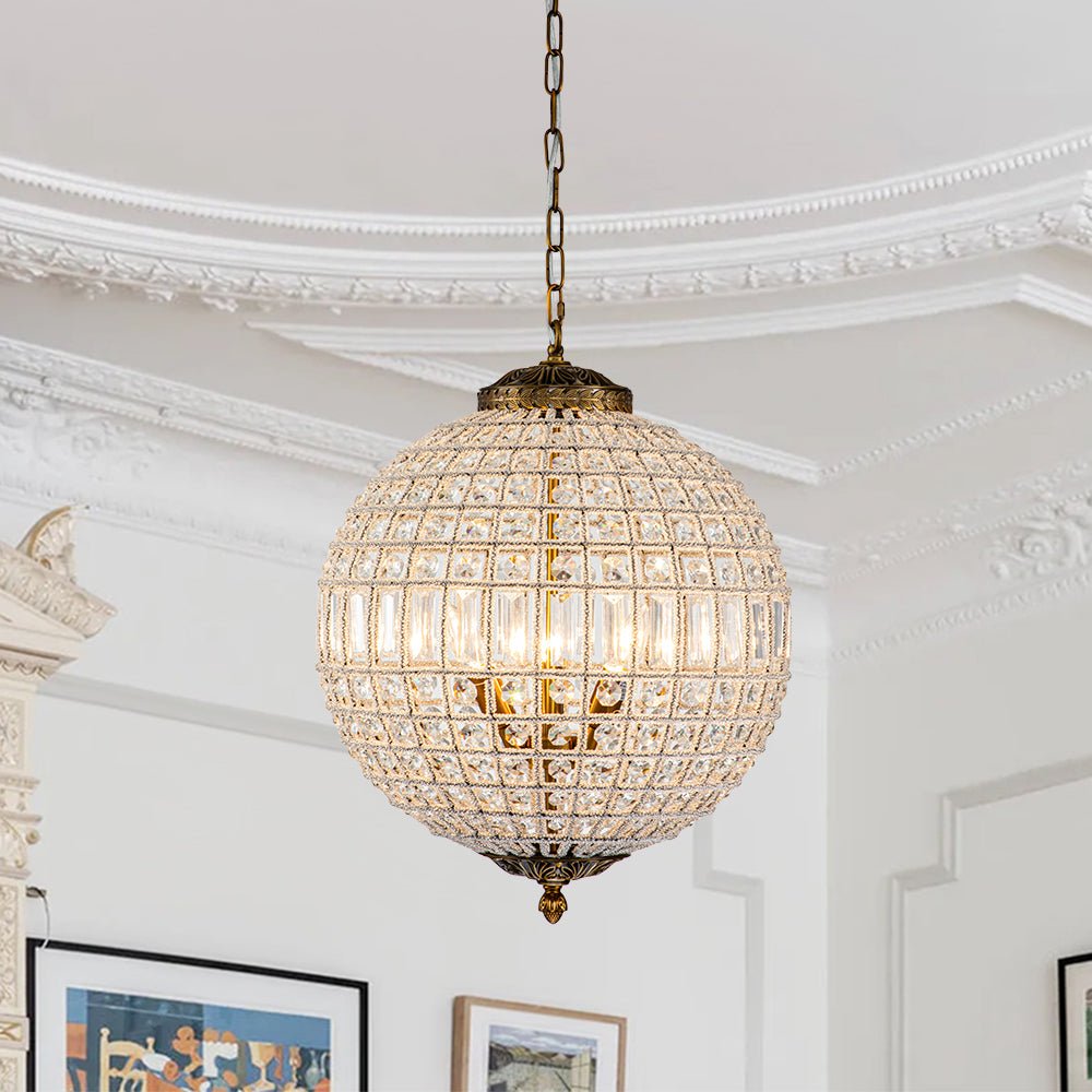 French Modern Crystal Orb Chandelier