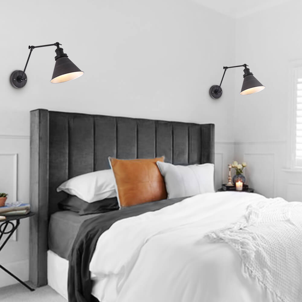 Mid-Century Modern Metal Swing Arm Wall Lamp for Bedroom/Living Room