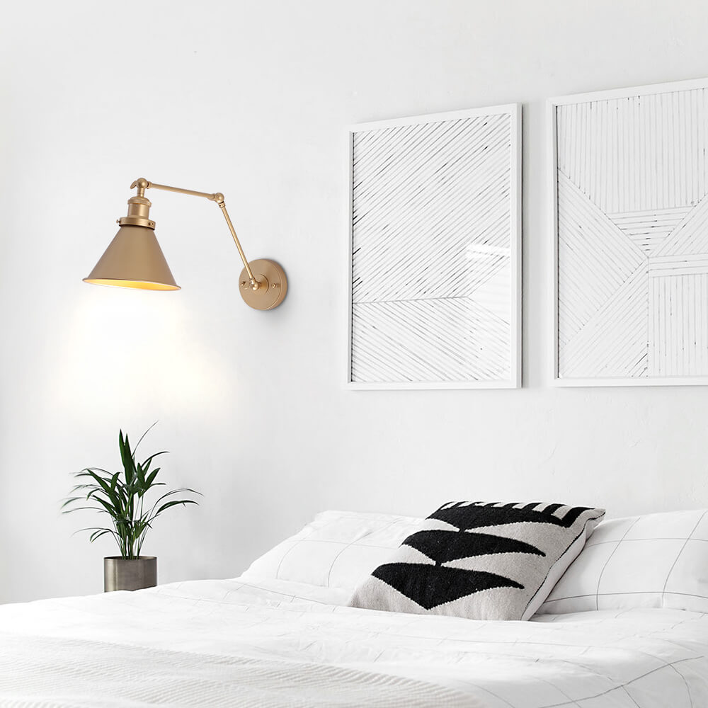 Mid-Century Modern Metal Swing Arm Wall Lamp for Bedroom/Living Room