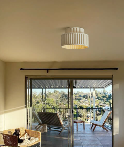 Nordic Cream Style 2-Layer Flush Mount Ceramic Ceiling Light