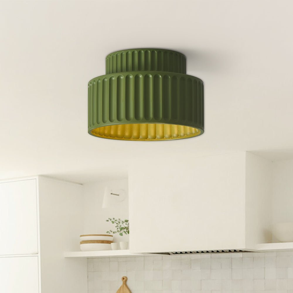 Nordic Cream Style 2-Layer Flush Mount Ceramic Ceiling Light