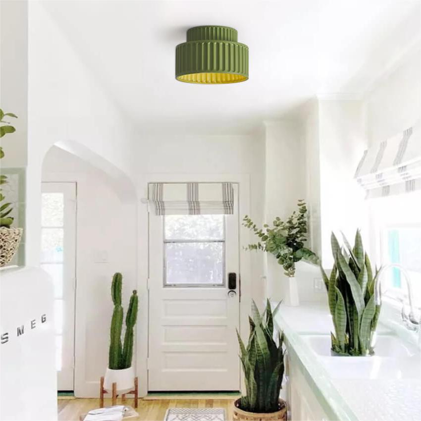 Nordic Cream Style 2-Layer Flush Mount Ceramic Ceiling Light