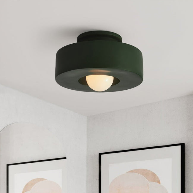 Nordic Geometric Flush Mount Cylindrical Ceramic Ceiling Light Main Image