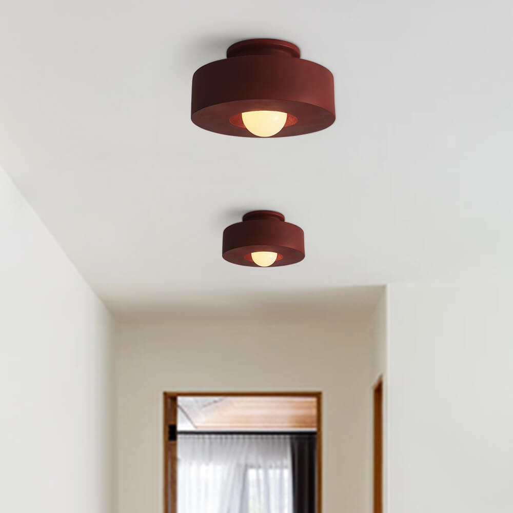 Nordic Geometric Flush Mount Cylindrical Ceramic Ceiling Light