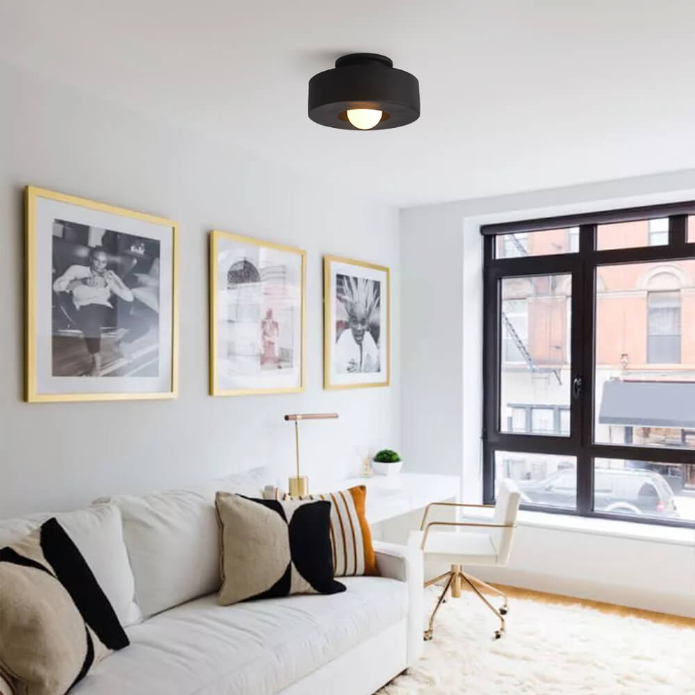 Nordic Geometric Flush Mount Cylindrical Ceramic Ceiling Light