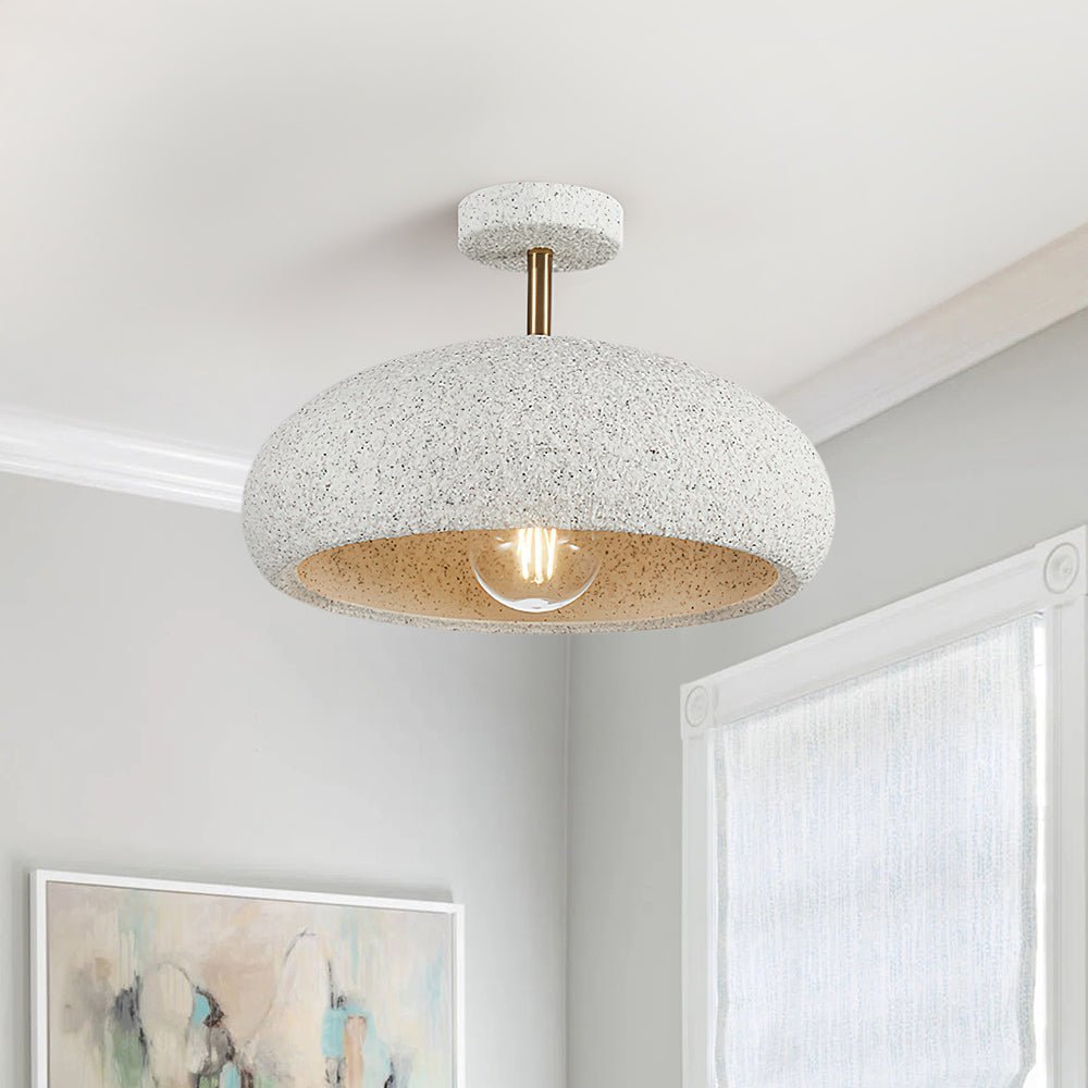 Nordic Stone Style Speckled Semi Flush Mount