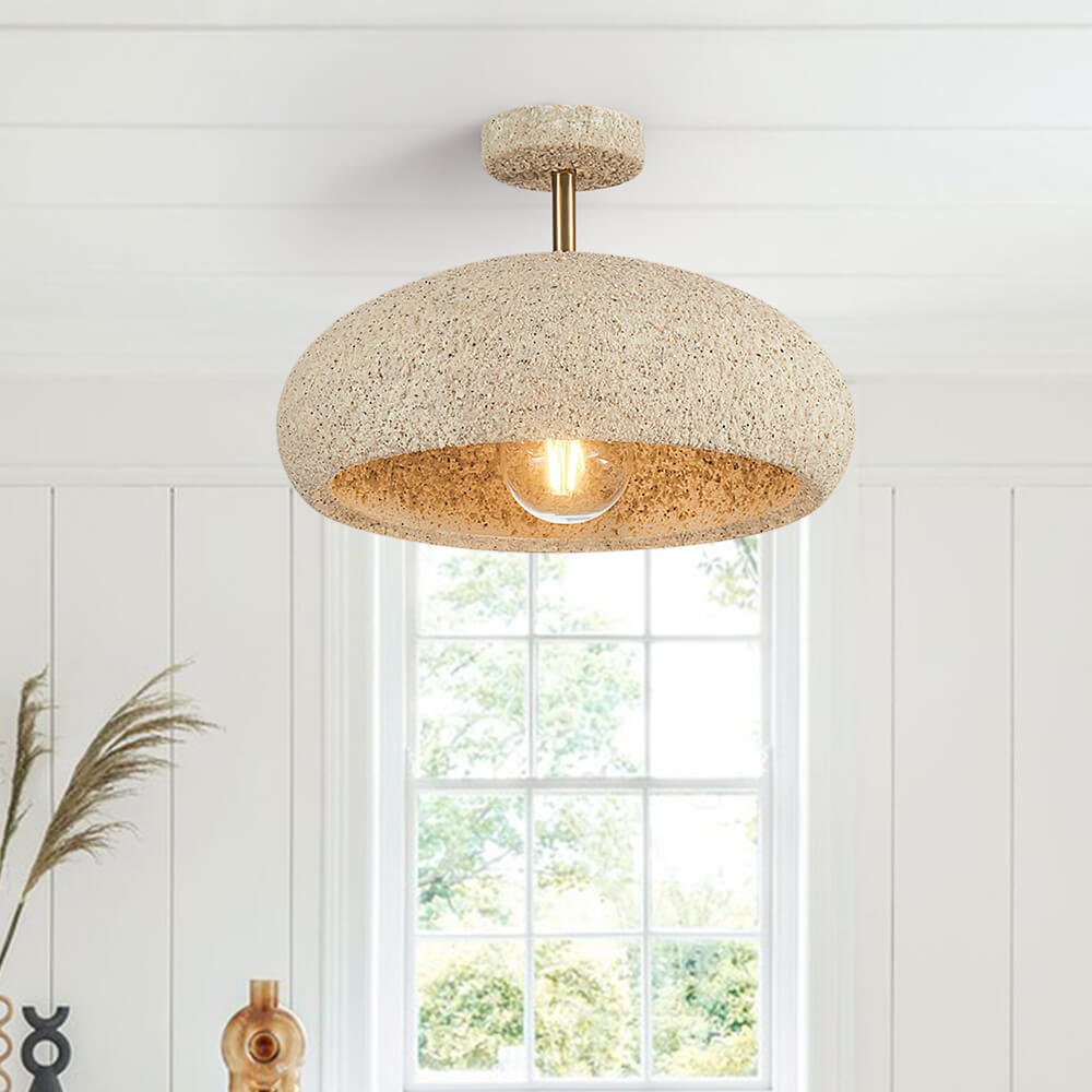 Nordic Stone Style Speckled Semi Flush Mount