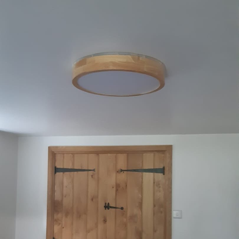 Scandinavian Dimmable Wood LED Flush Mount Light